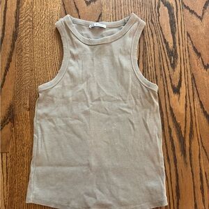 Tan Ribbed Tank Top